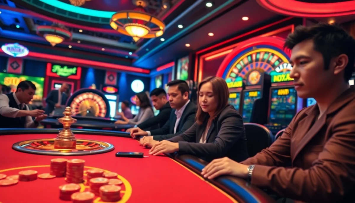 Engage with dynamic poker gameplay inspired by https://x333.shop/, showcasing colorful chips and intense players around a casino table.